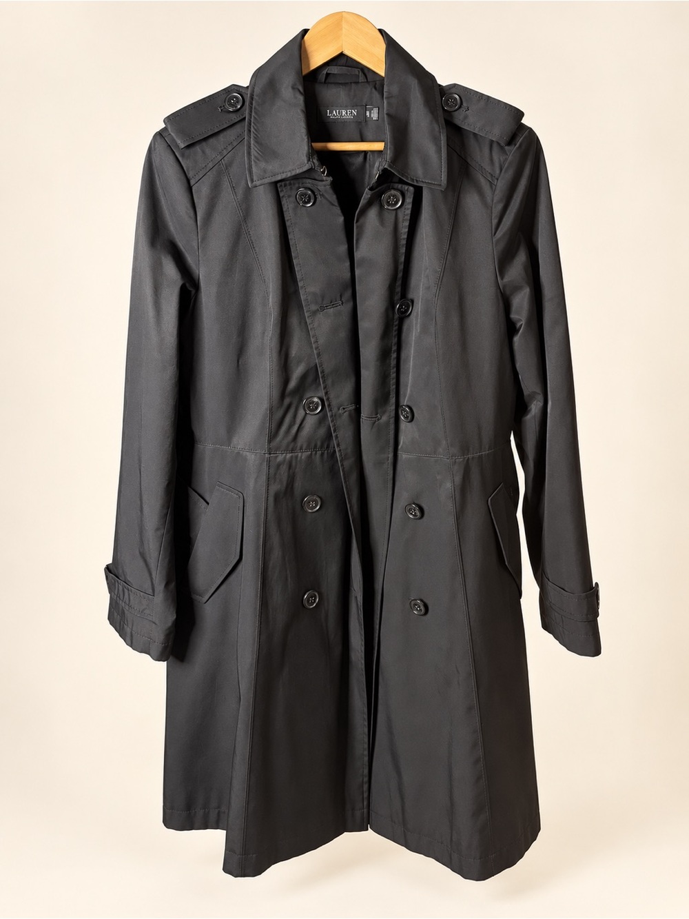 Ralph Lauren Black Trench Coat XL